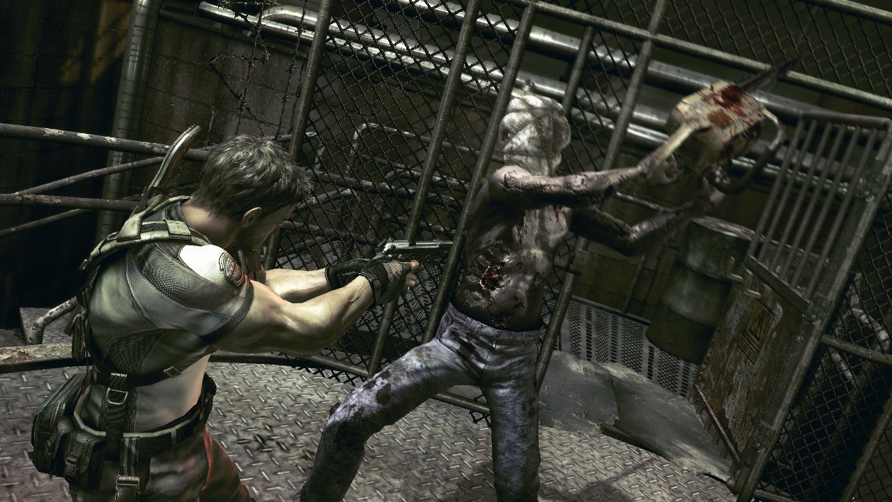 Chris being attacked by a Chainsaw Majini